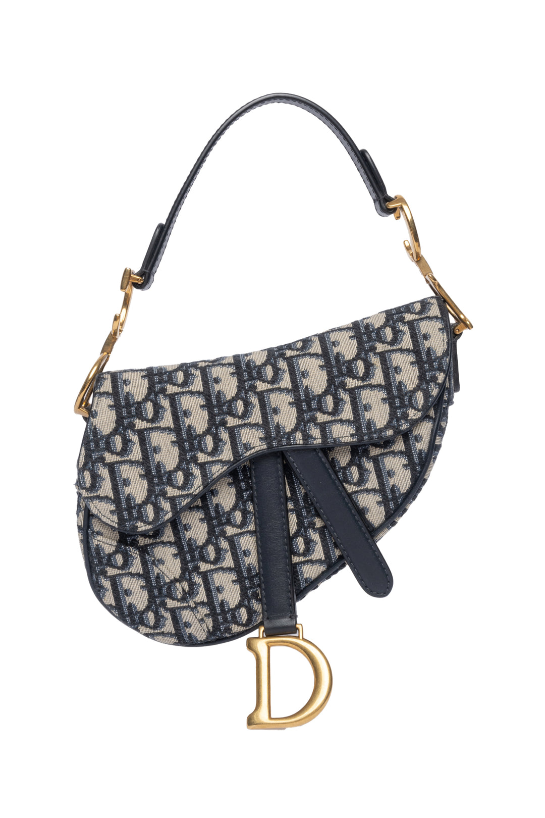 Christian Dior Oblique Mini Saddle Bag With Jacquard Strap