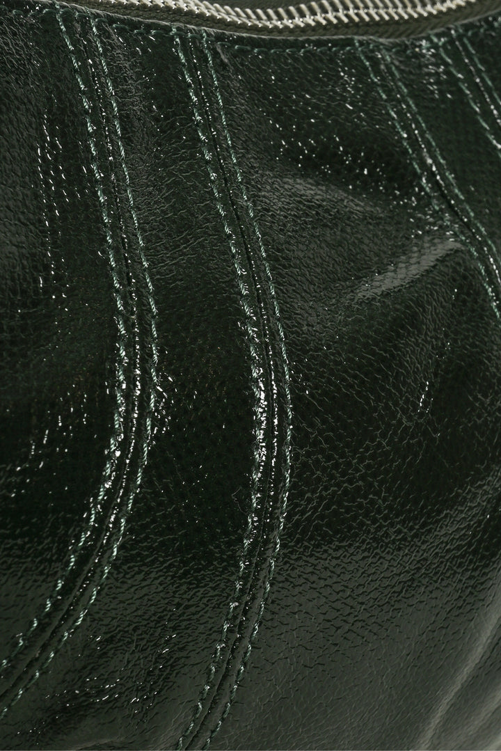 Lemaire Dark Forest Green Small Coated Canvas Croissant Crossbody Bag