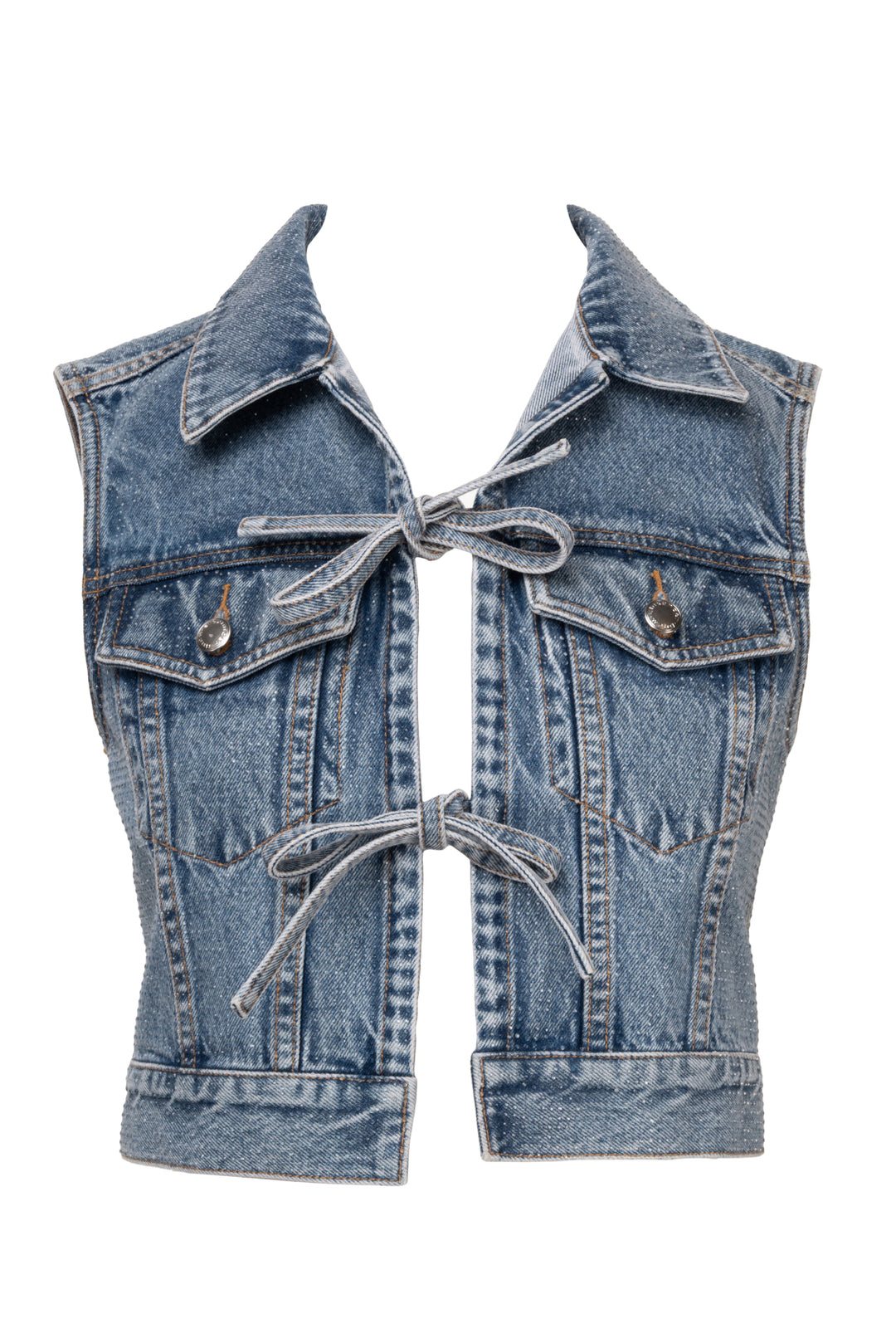 Alexander Wang Size M Clear Bead Hotfix Denim Vest