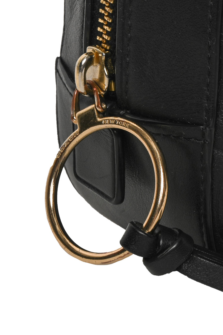 Coach Signature Embossed Leather Camera Bag Crossbody