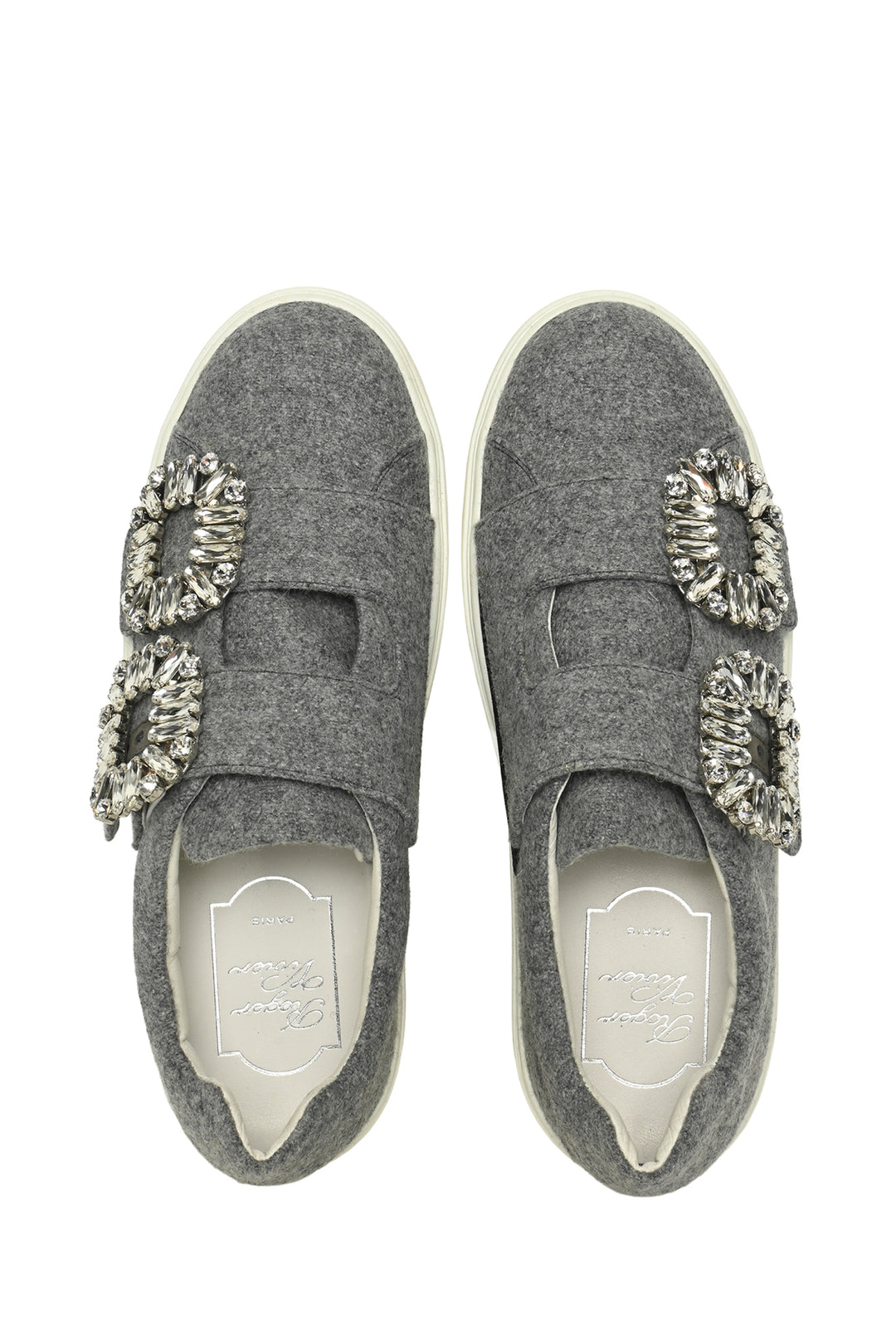 Roger Vivier Size 35 Viv'2 Strass Buckle Fabric Slip On Sneaker