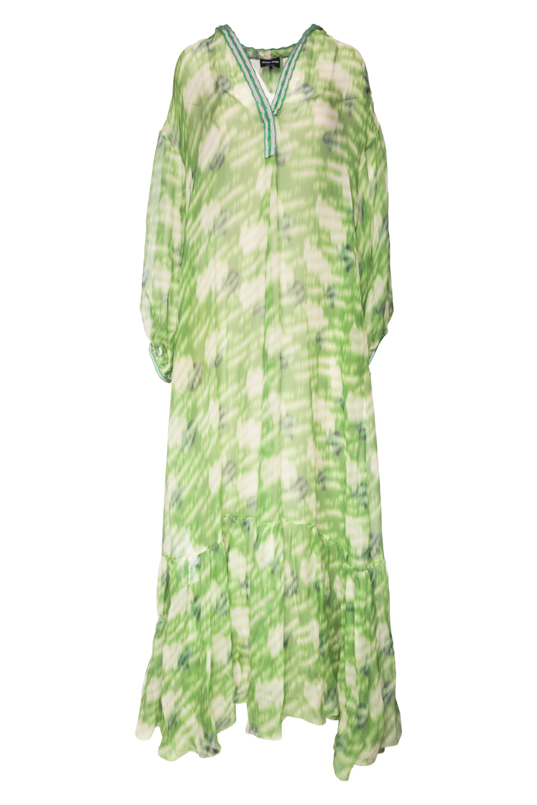 Giorgio Armani Size XL Printed Silk Georgette Kaftan Dress