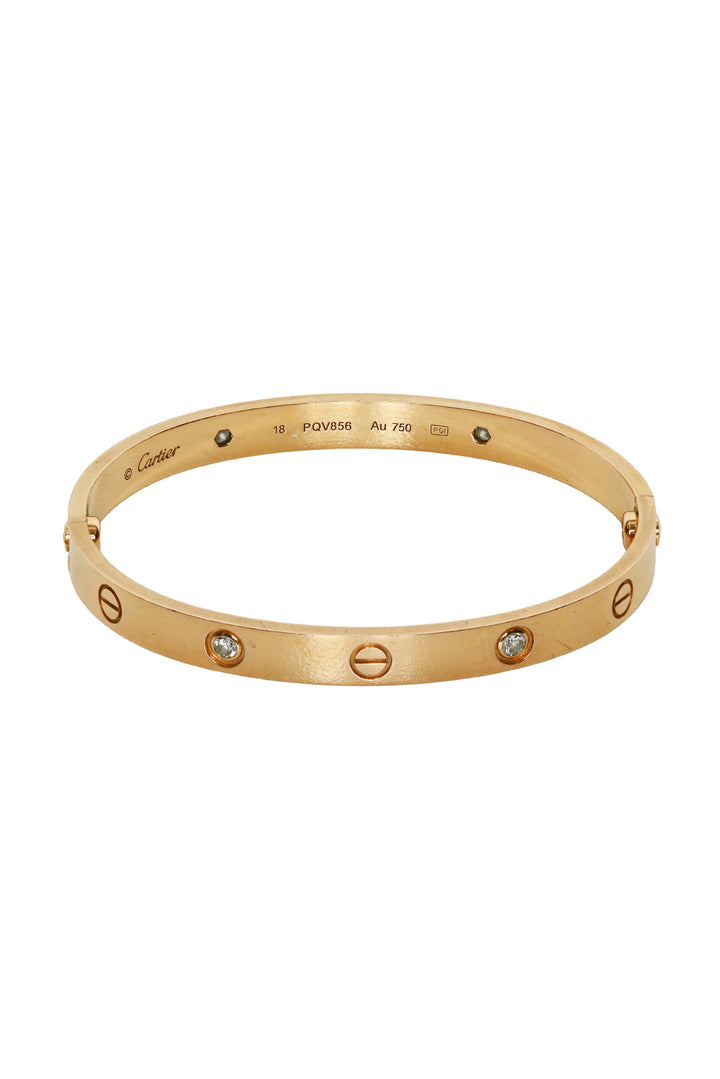 Cartier 18K Rose Gold Love 4  Diamond Bracelet