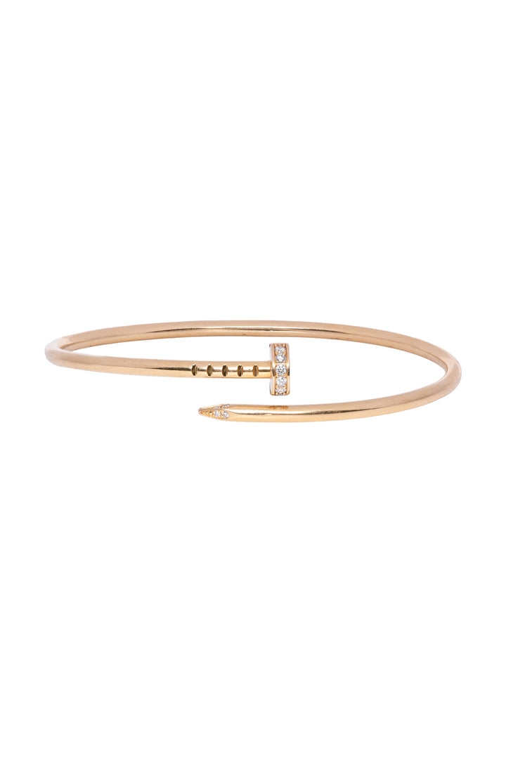 Cartier Size 15 18K Yellow Gold Juste Un Clou Diamond Bracelet