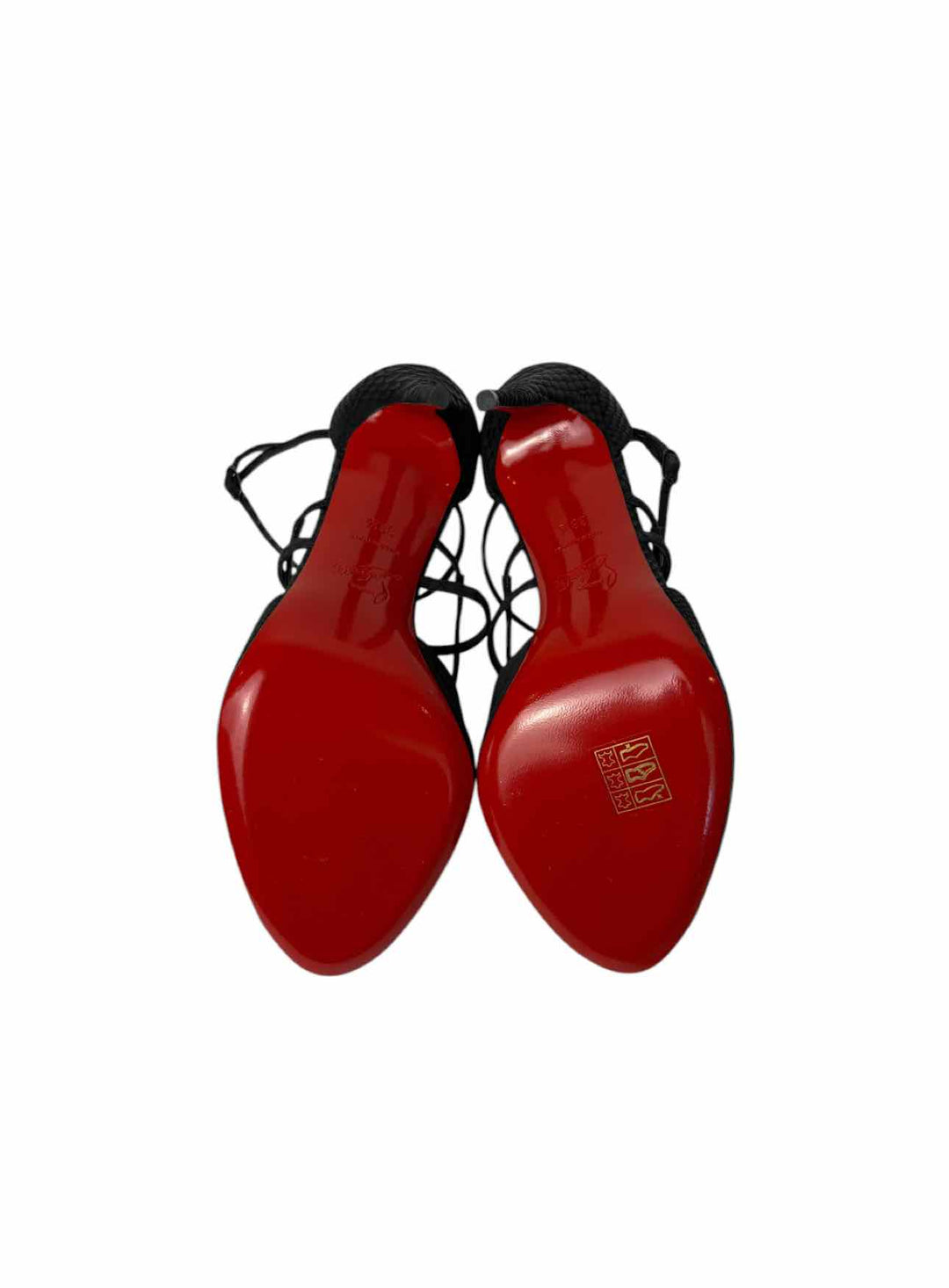 Louboutin Size 38.5 Embossed Snake Print Leather Pumps