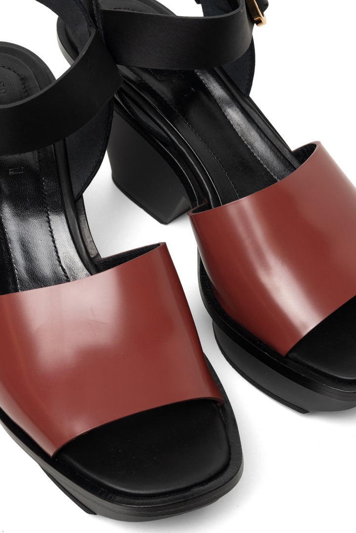 Marni Size 39 Leather Anatomic Platform Wedge Sandals