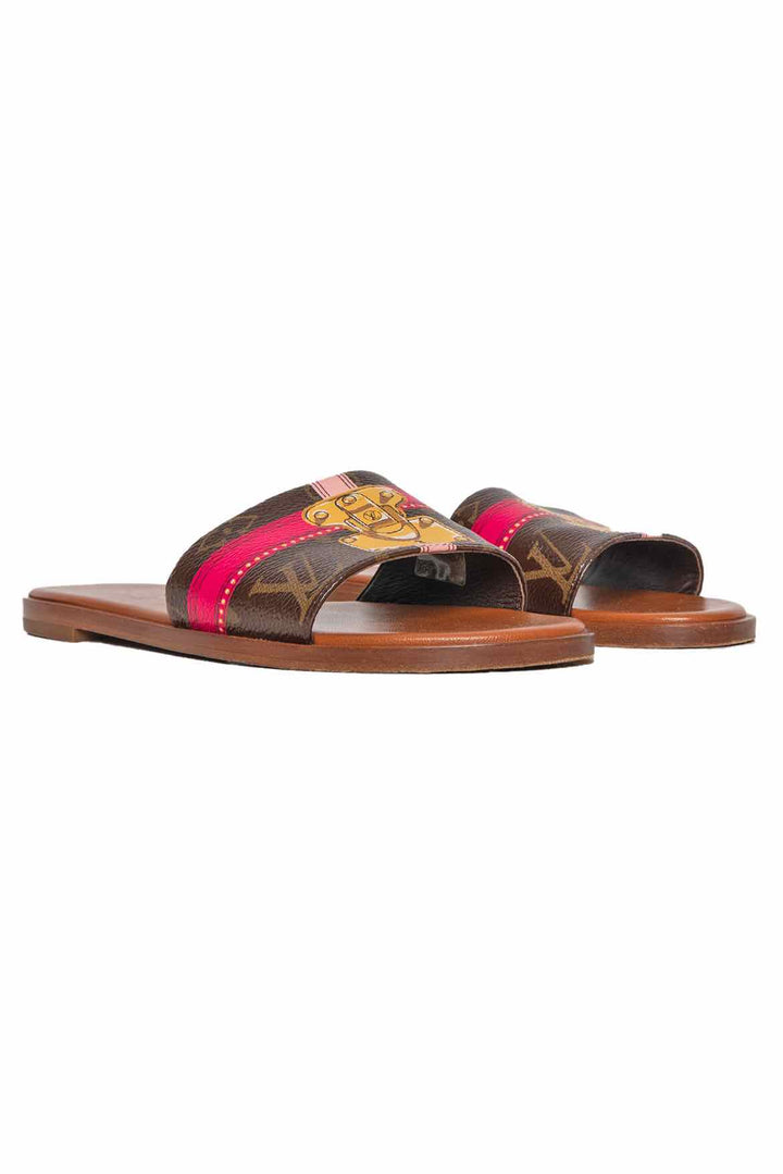 Louis Vuitton Size 35 2018 Patent Monogram Lock It Flat Mule