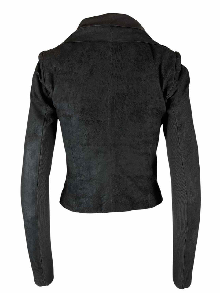 Rick Owens Size 8 Knit Panel Leather Jacket
