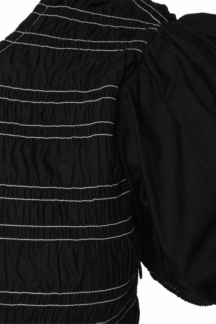 Ganni Size 38 Smocked Cotton Midi Dress