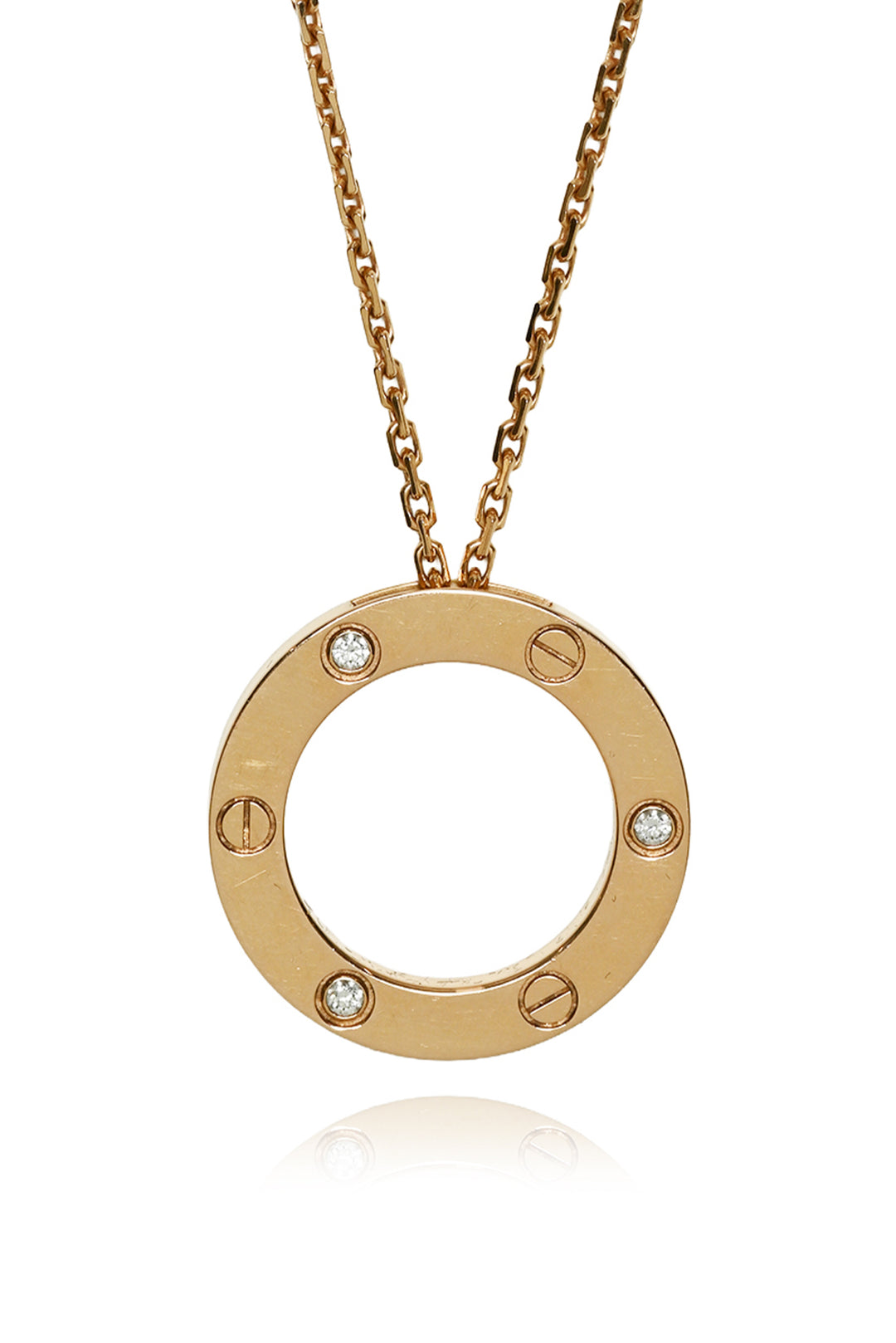 Cartier 18k Rose Gold Love Pendant 3 Diamond Necklace