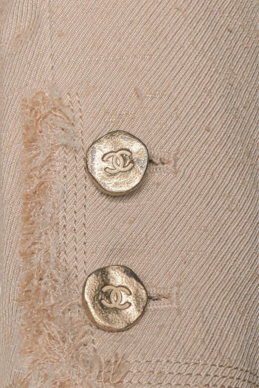 Chanel Size 38 2006 Raw Silk Fringe Trim Jacket