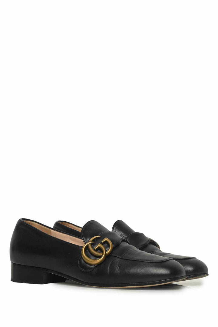 Gucci Size 35 Leather GG Marmont Loafers