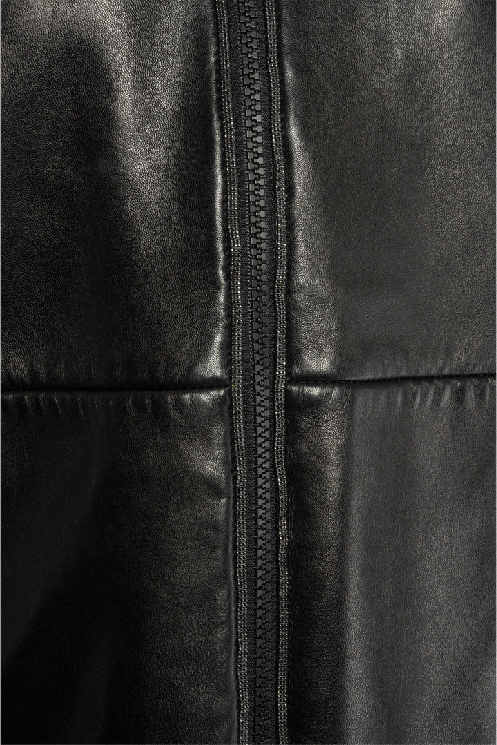 Brunello Cucinelli Size 42 Men's Leather Zip-Up Hooded Jacket