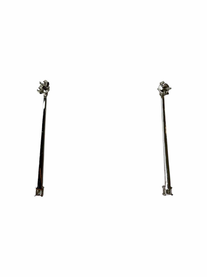 18K White Gold & Diamond Bar Drop Earrings
