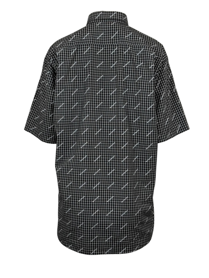 Balenciaga Size 39 Men's 2018 Logo Check Shirt Short Sleeve