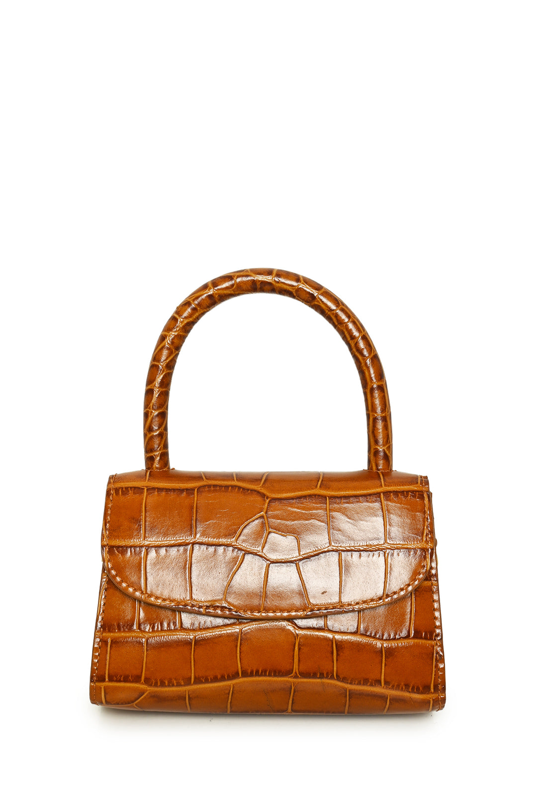 BY FAR Mini Croco Embossed Top Handle Purse