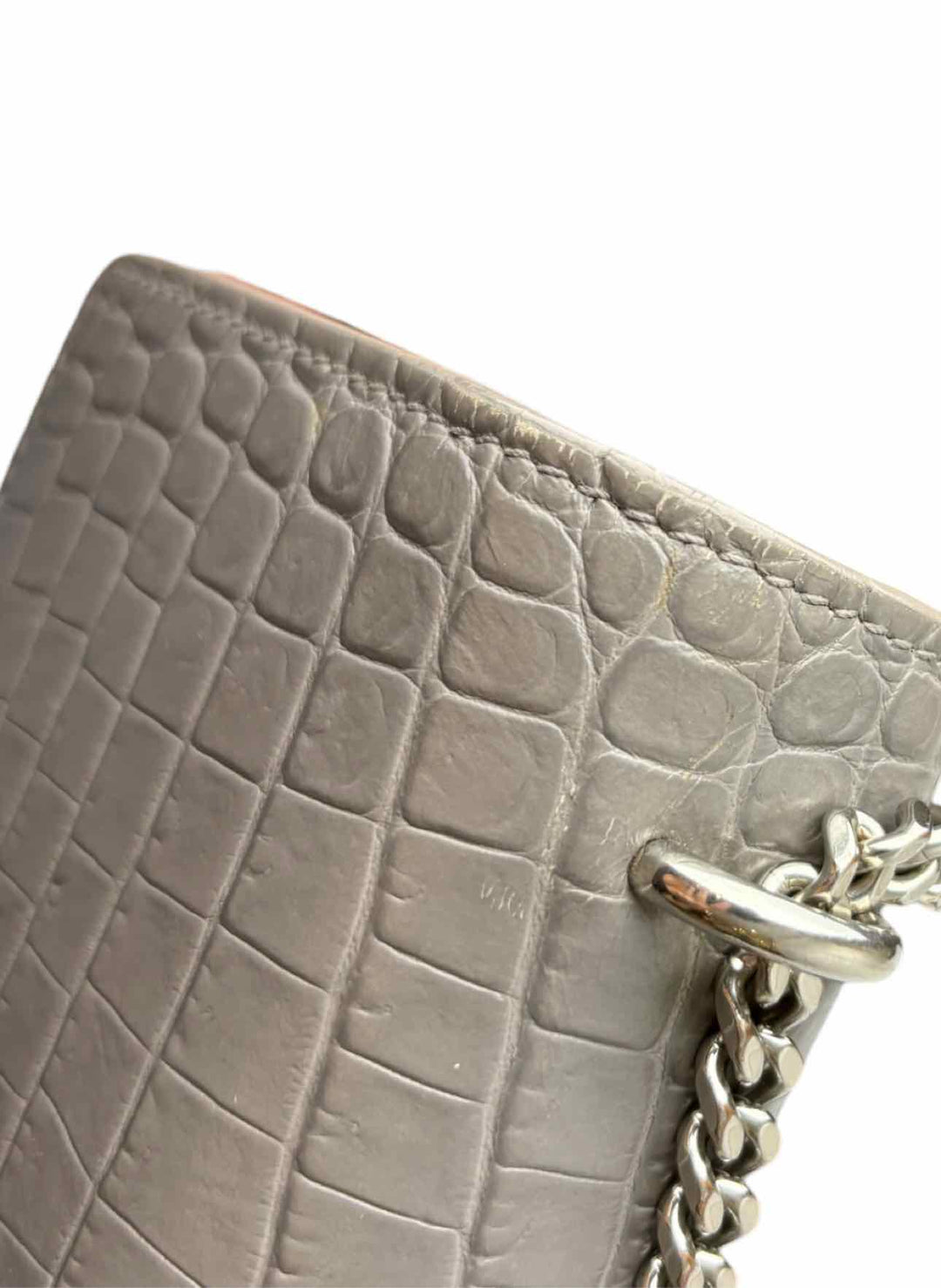 Saint Laurent  Croc Embossed Leather Sunset Chain Wallet Purse