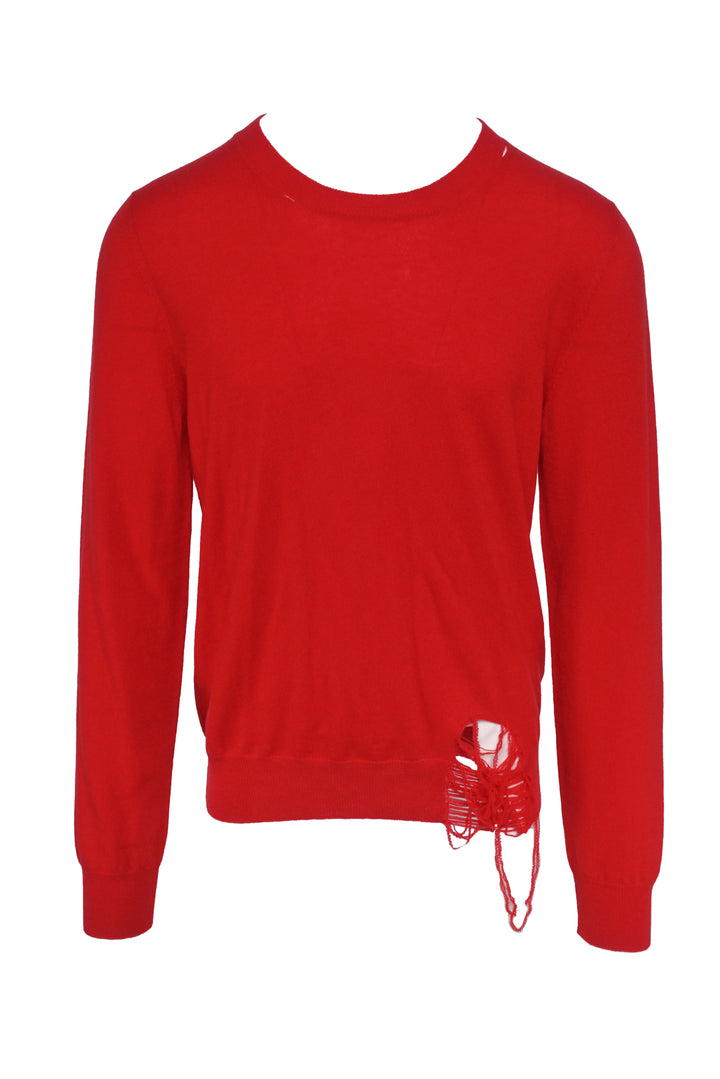 Maison Margiela Size L Men's Distressed Wool Crewneck Sweater