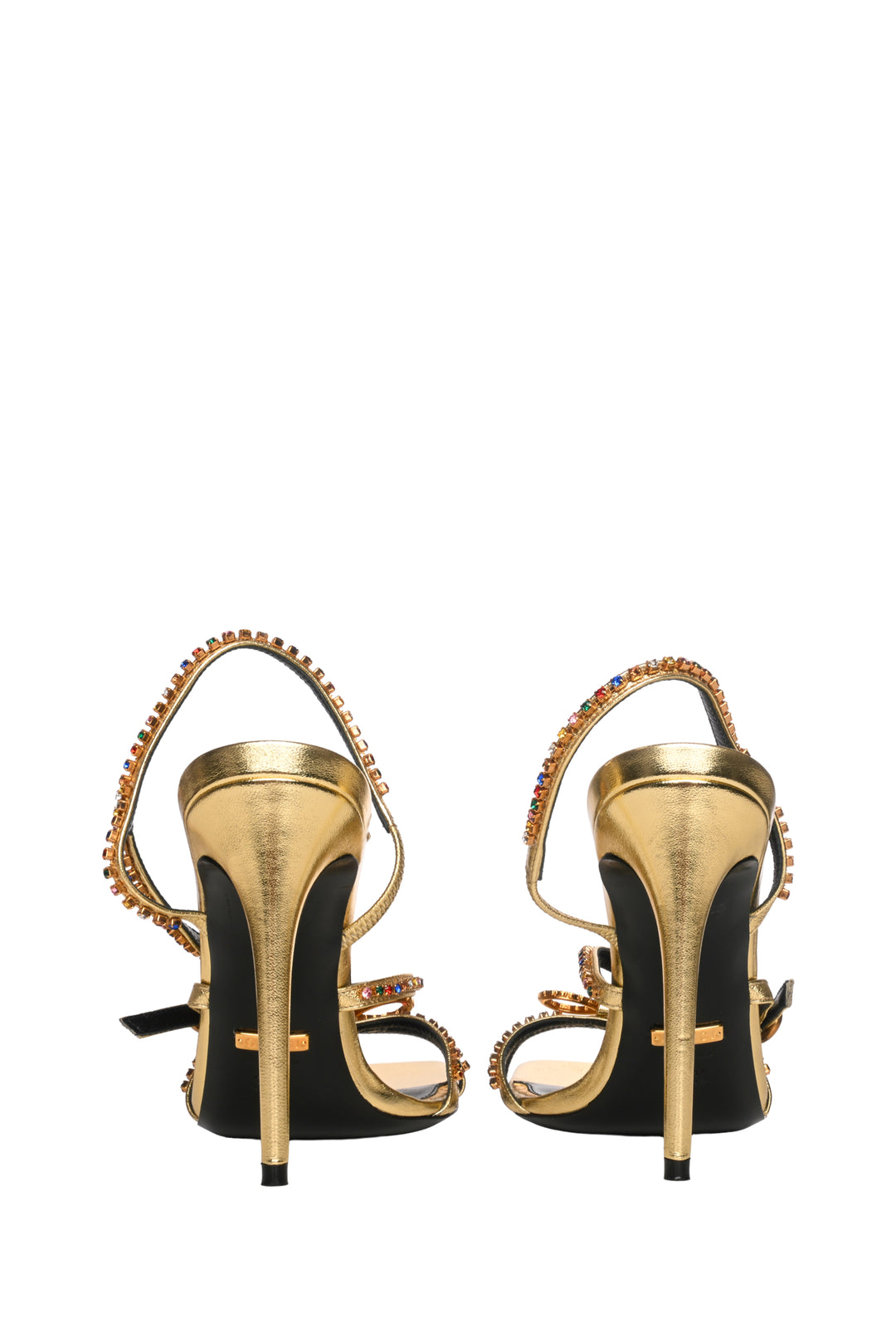 Gucci Size 36.5 Metallic Nappa Crystal Embellished Carmen High Heel Sandals