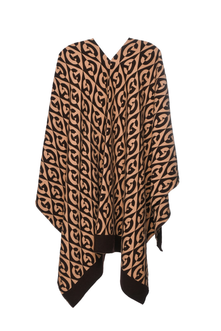 Gucci Size OS Logo Rhombus Wool Poncho