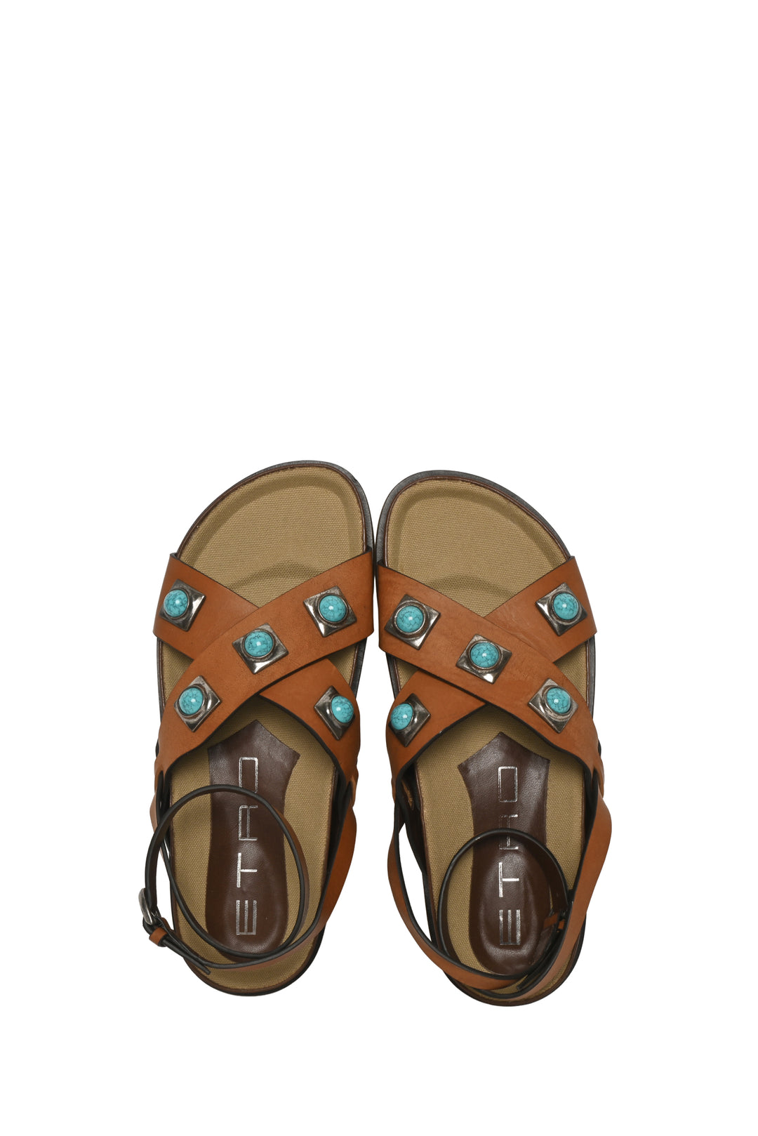 Etro Size 40 Crown Me Leather Sandals
