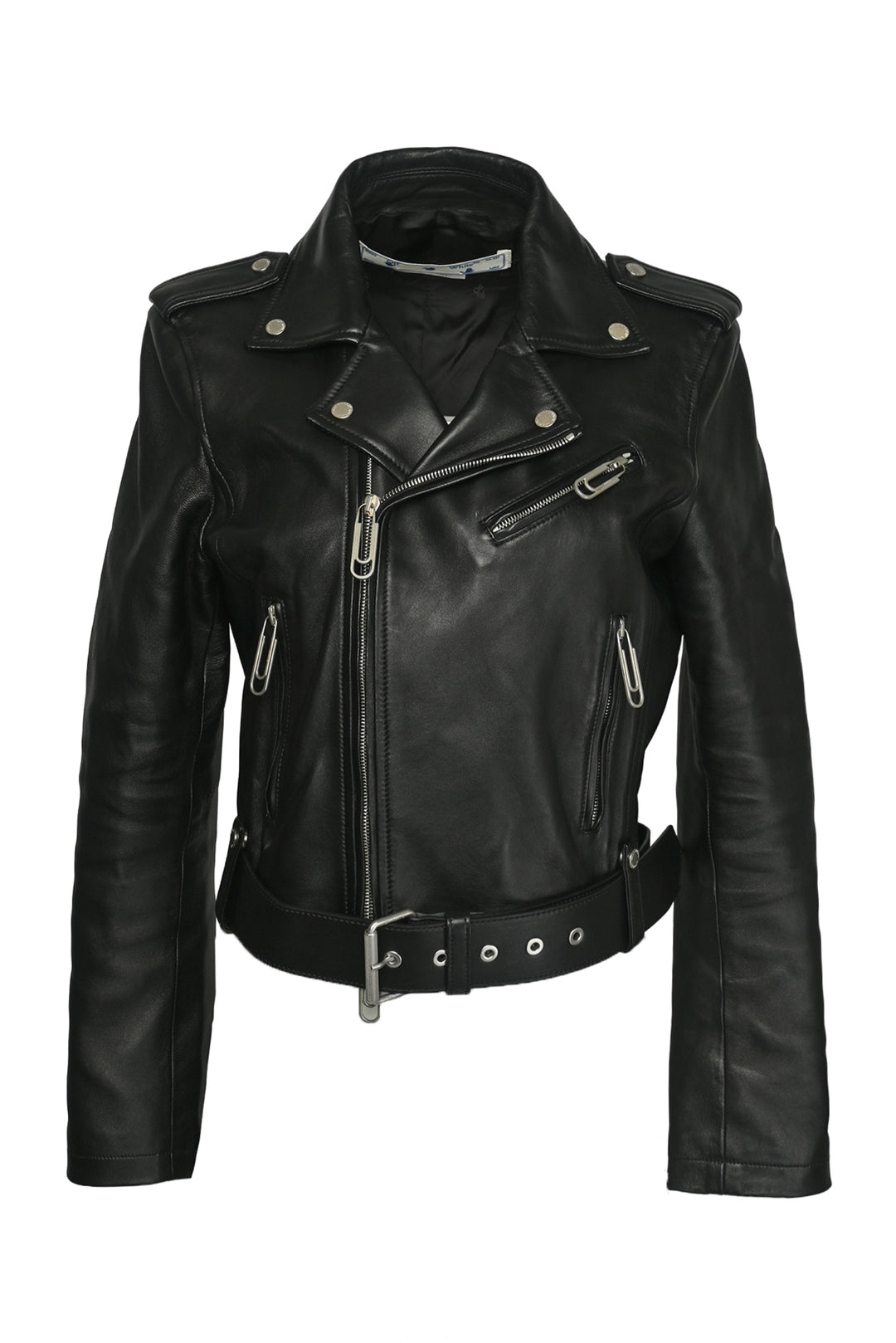 Off White Size 44 Leather Biker Jacket