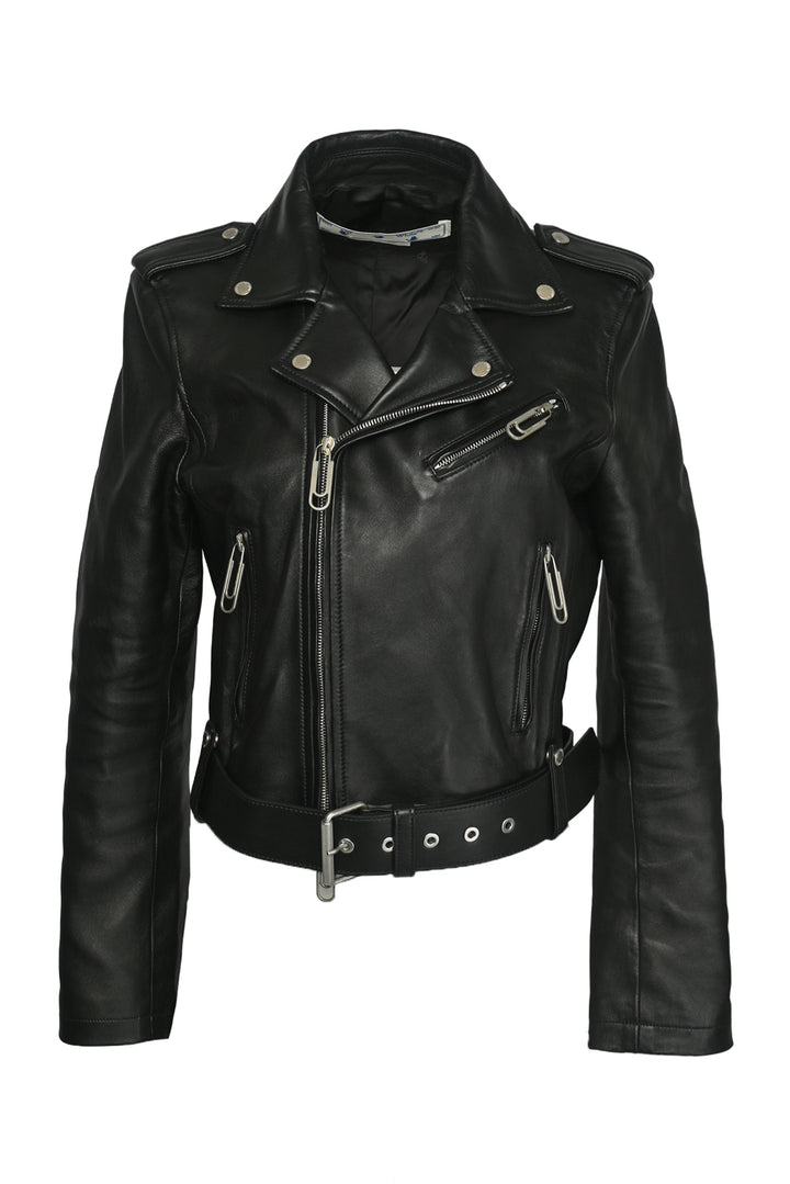 Off White Size 44 Leather Biker Jacket