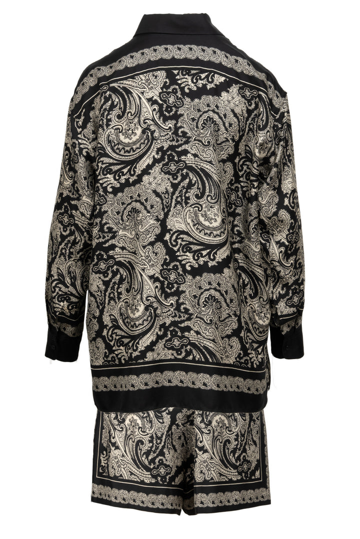 Nili Lotan Size M Paisley Silk Twill Shirt & Short Set