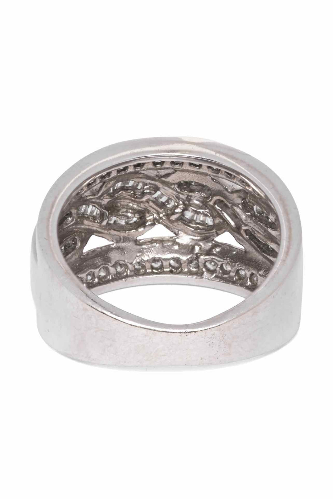 Peoples Size 4.5 10K White Gold Swirl Band Ring