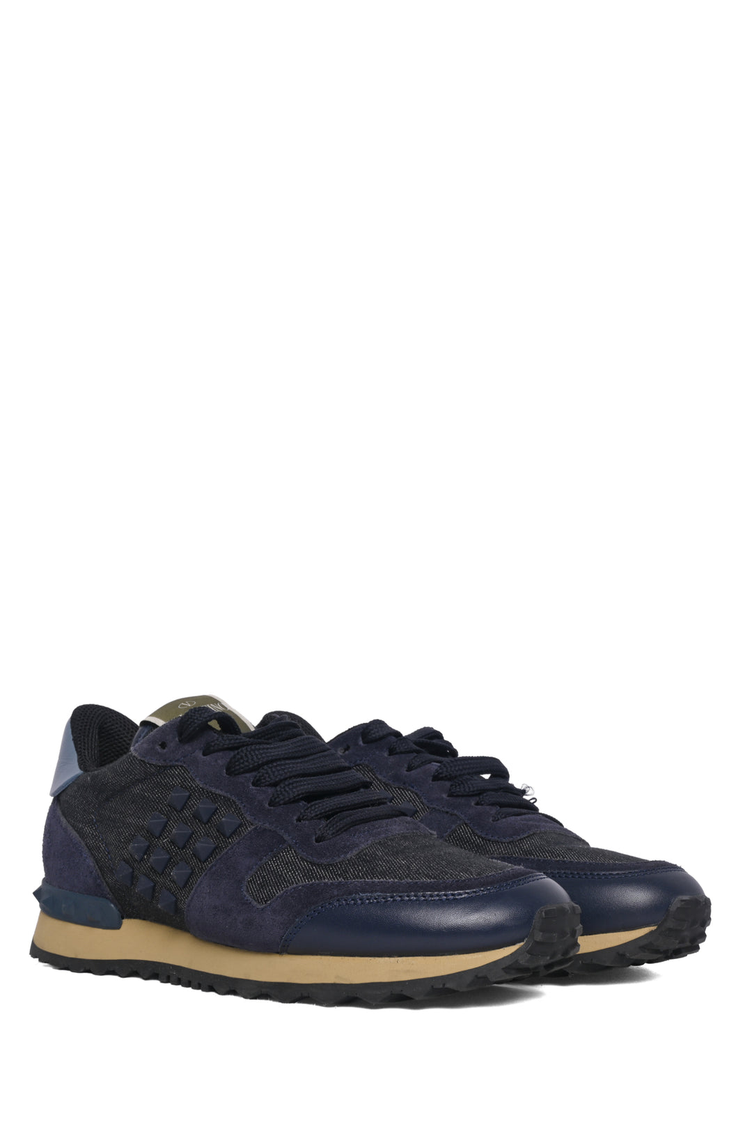 Valentino Size 35.5 Rockstud Denim & Suede Sneaker