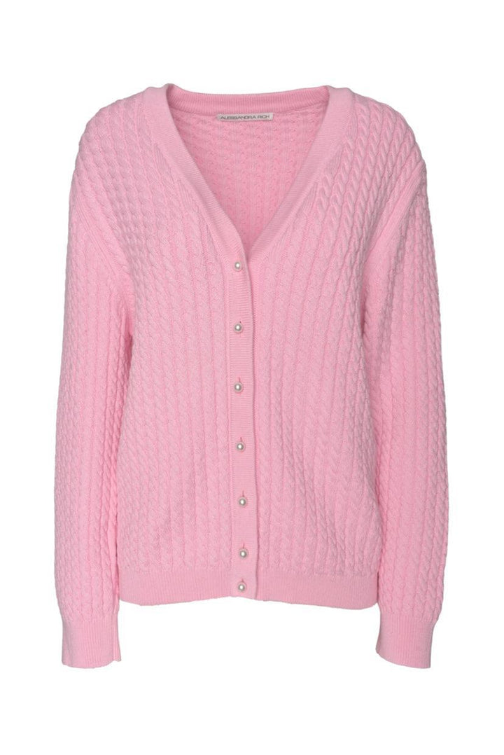 Alessandra Rich Size 46 Cableknit Cotton Cardigan