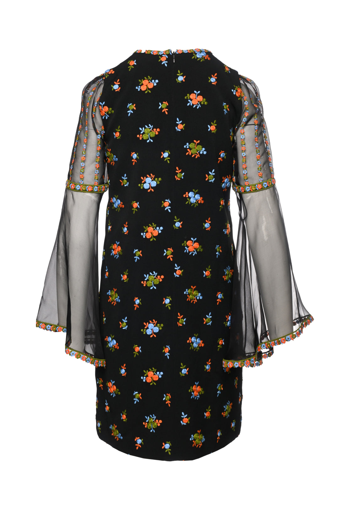 Andrew Gn Size 38 Embroidered Floral Long Sleeve Dress