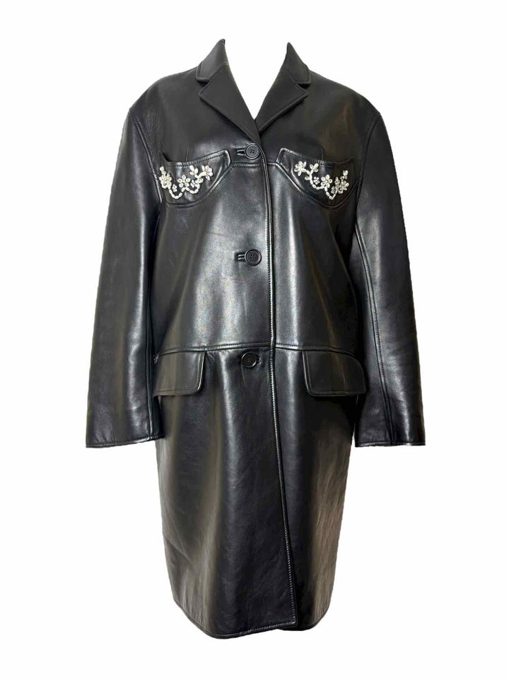Simone Rocha Size M Crystal & Faux Pearl Embellished Lamb Leather Coat