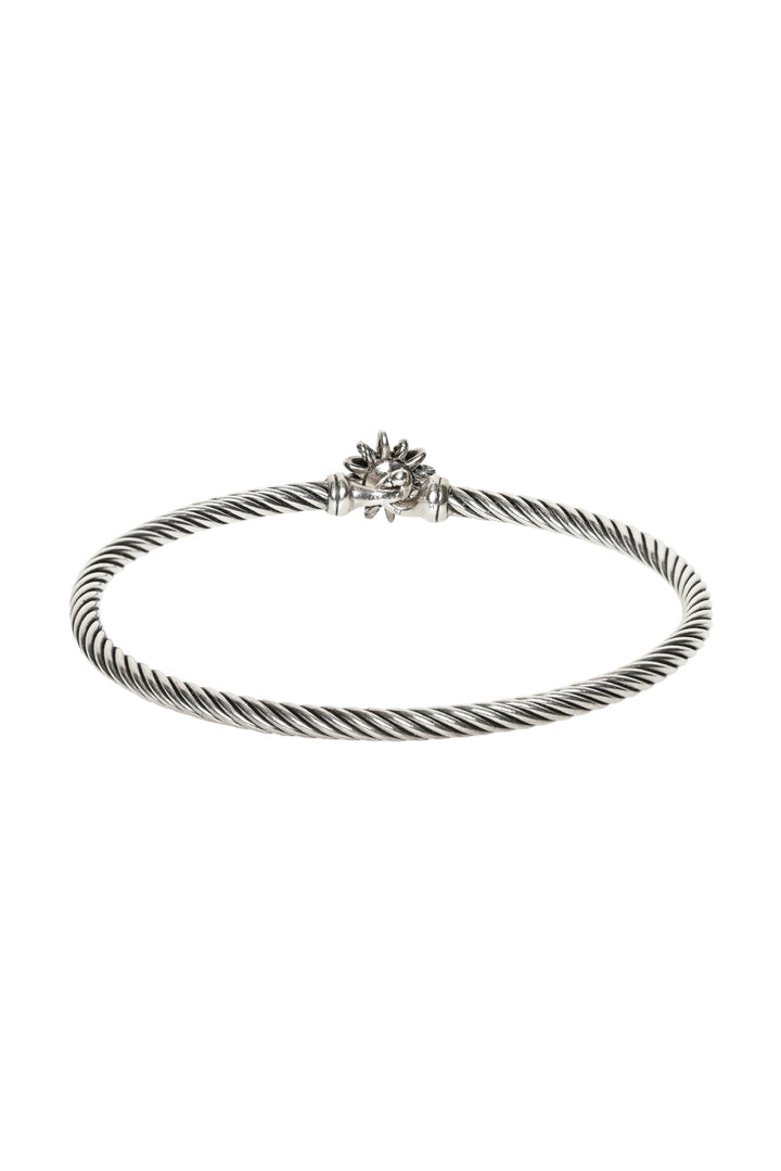David Yurman Sterling Silver Diamond Starburst Cable Hook Bracelet