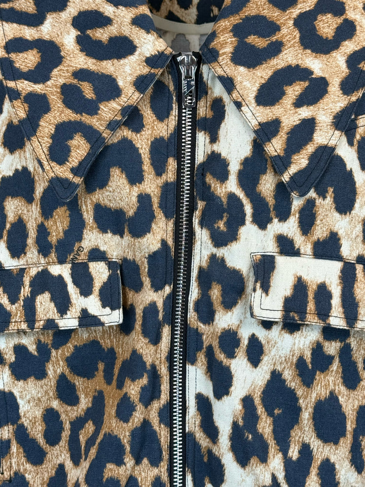 Ganni Size 42 Leopard Print Jacket