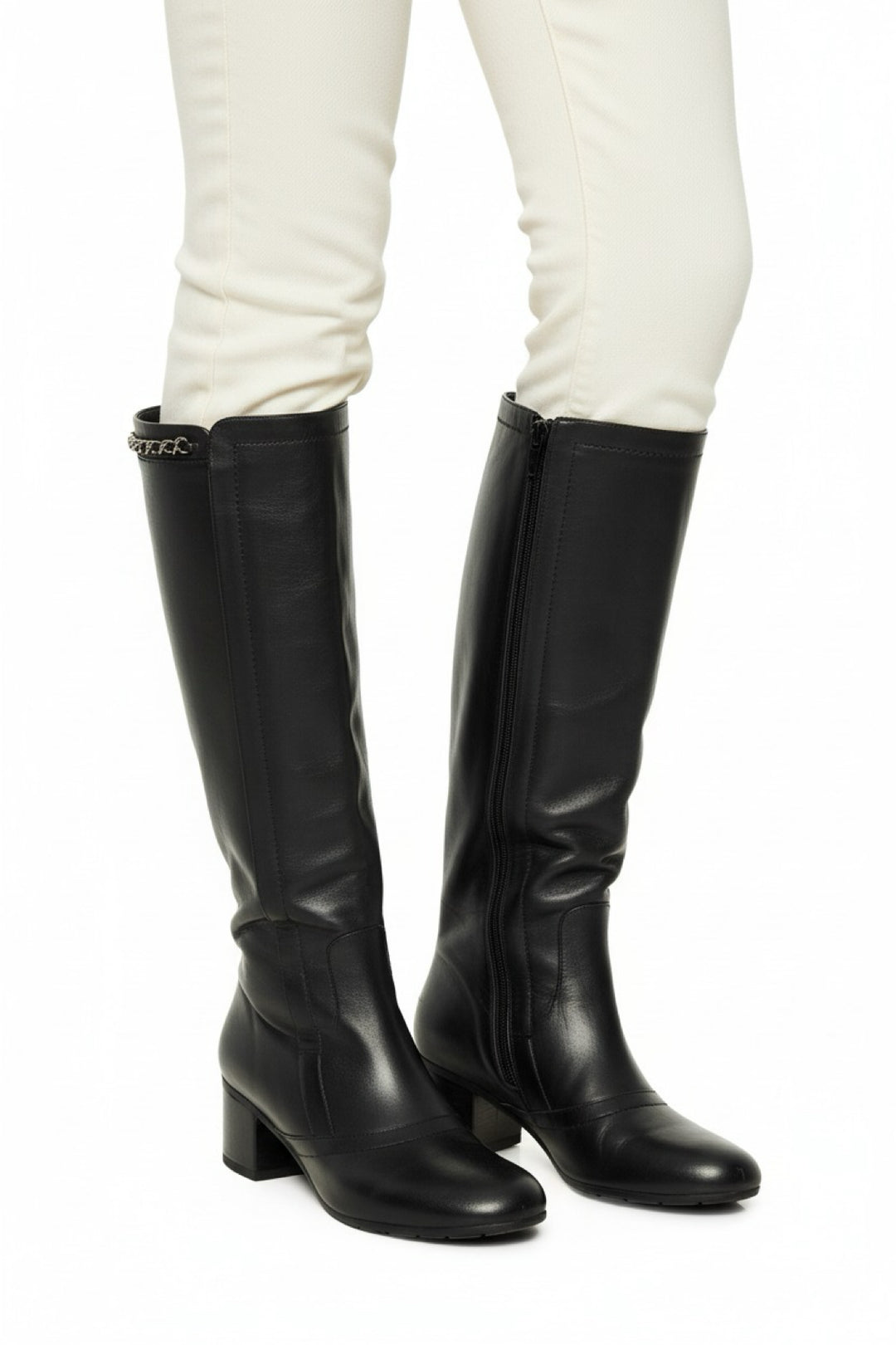 Chanel Size 37 Knee High Chain Detail Boots
