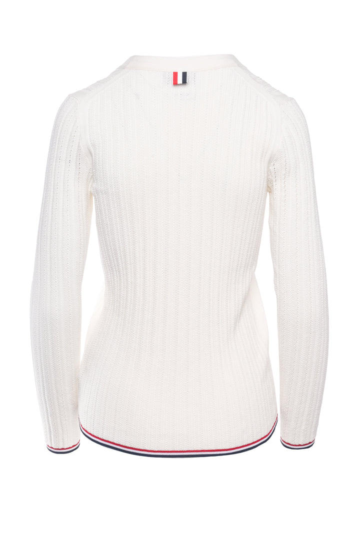Thom Browne Size 0 Rib Knit Cotton Cardigan