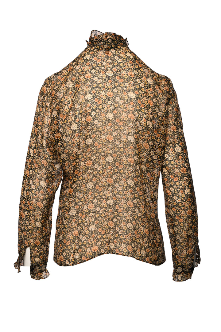 Nili Lotan Size M Floral Ruffle Blouse