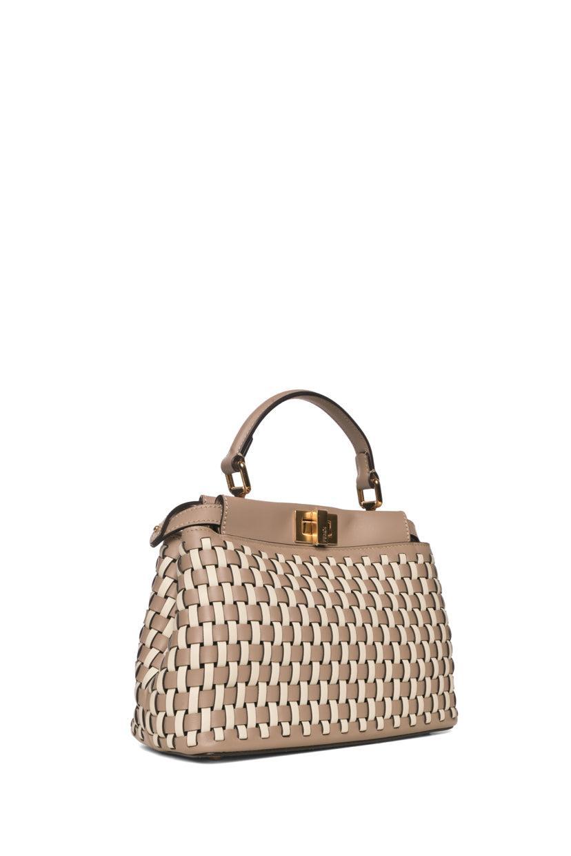 Fendi Mini Peekaboo Woven Top Handle Bag