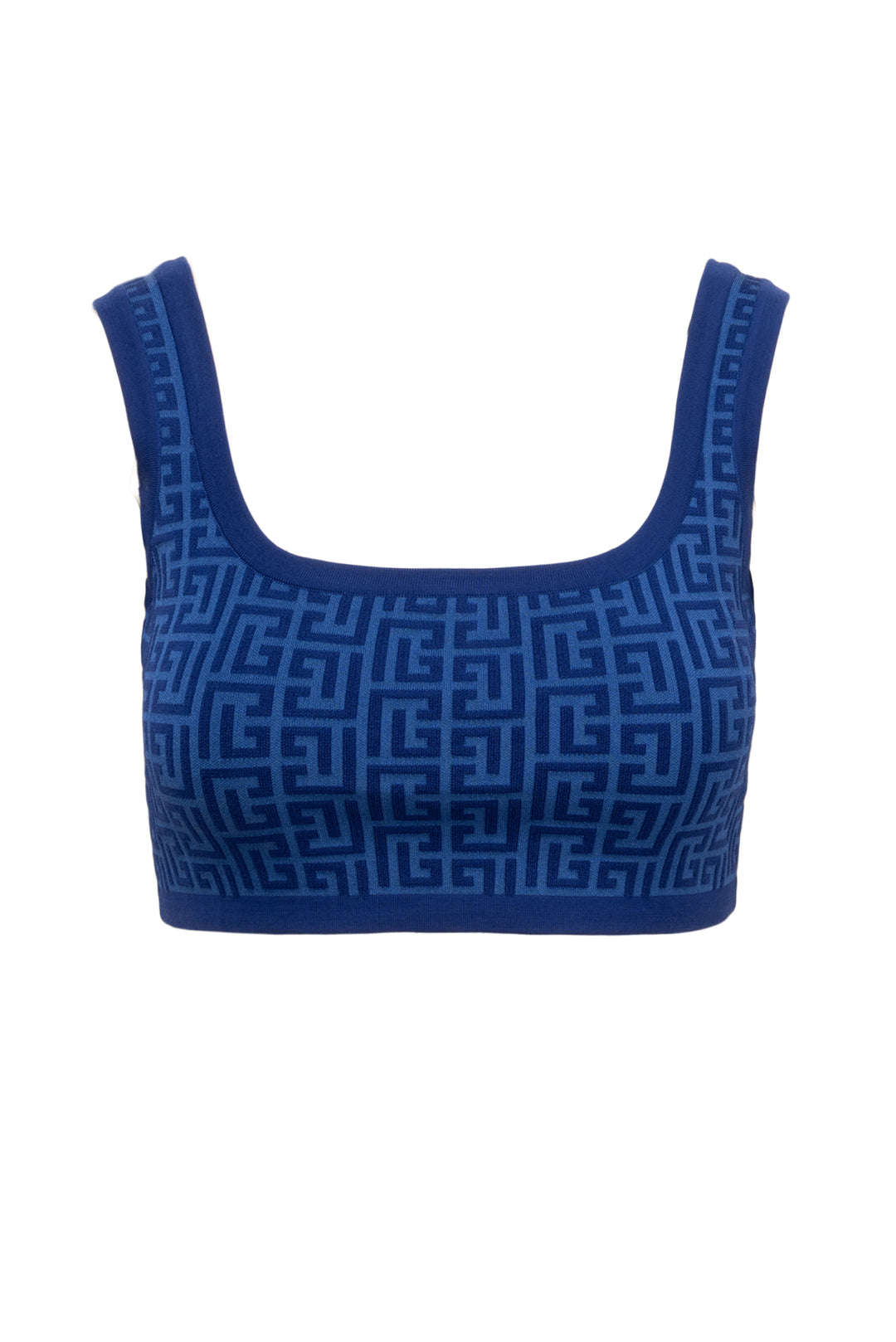 Balmain Size 6 Scoop Neck Monogram Jacquard Tank Top