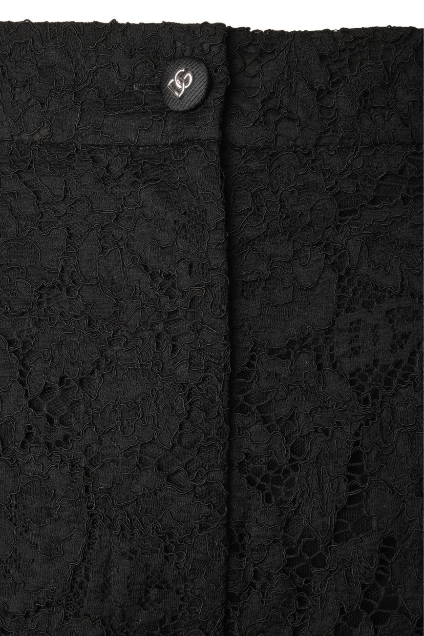 Dolce & Gabbana Size 42 Flared Branded Stretch Lace Pants