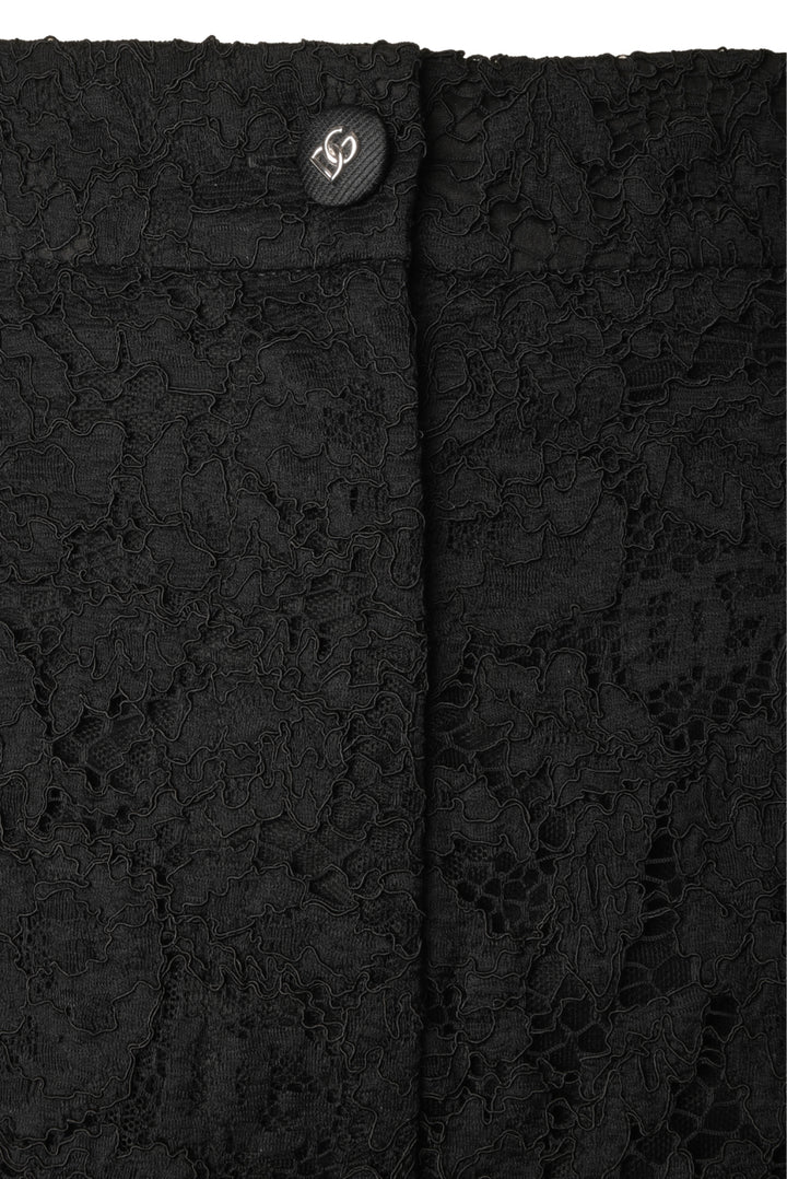 Dolce & Gabbana Size 42 Flared Branded Stretch Lace Pants