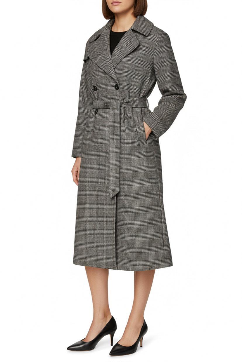 Nili Lotan Size XS Houndstooth Wool-Blend Trench Coat