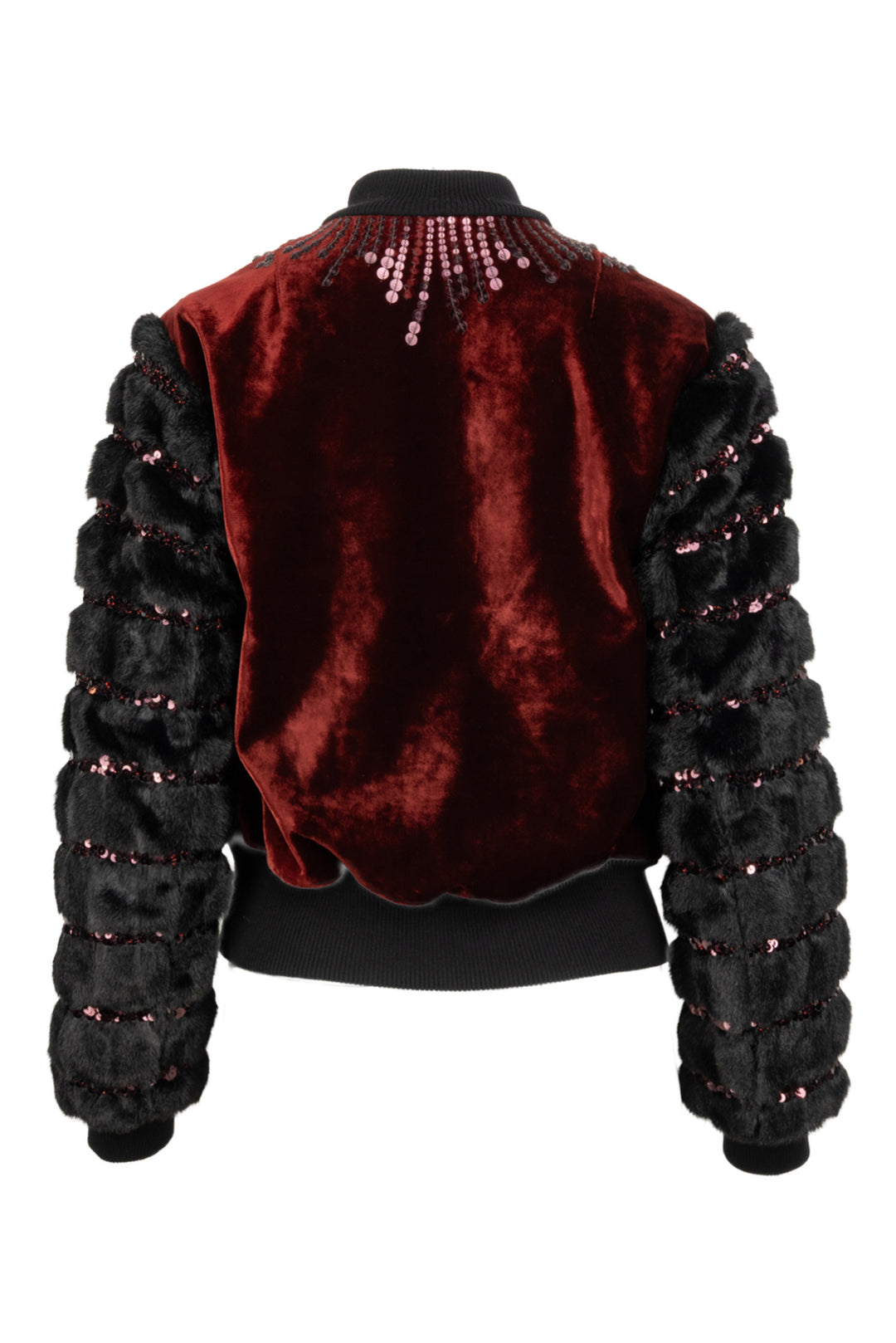 Dries Van Noten Size S Sequin Embellished Velvet & Faux Fur Bomber Jacket