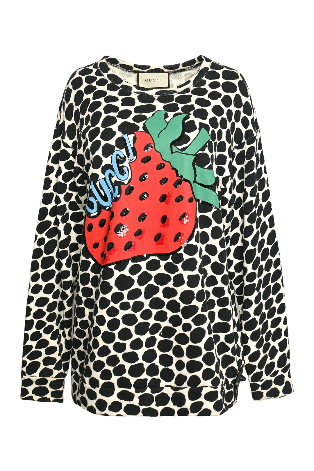 Gucci Size L Sequin Embellished Strawberry Graphic Sweatshirt