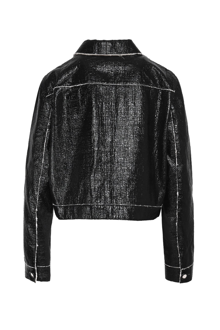 St. John Size S/M Coated Cotton Button-Up Jacket
