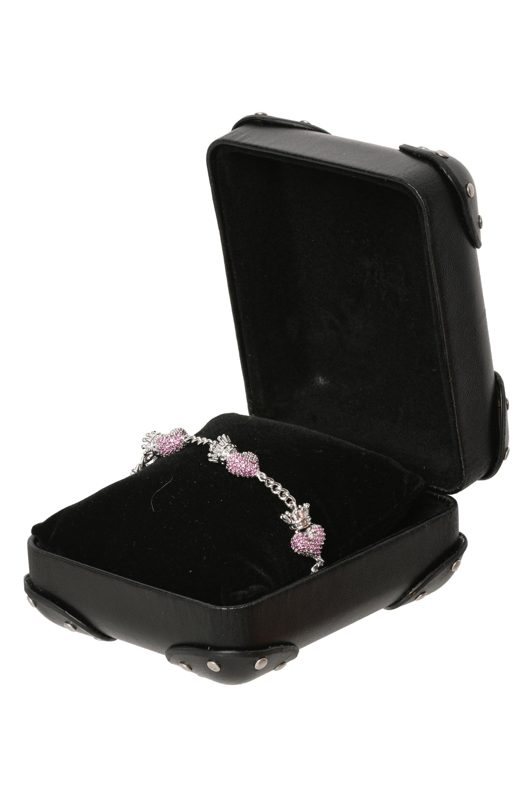 King Baby Pave Cubic Zirconia Crowned Heart Motif Bracelet