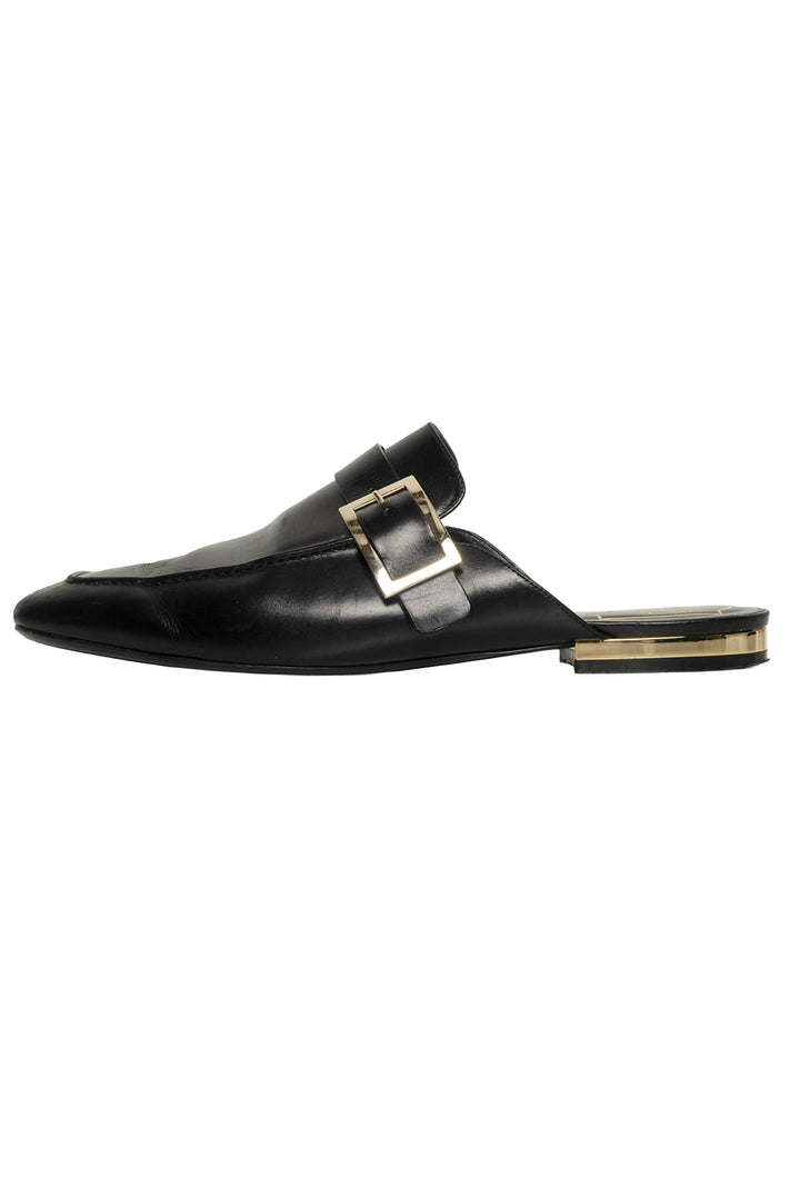 Roger Vivier Size 41 Buckle Accent Square Toe Mules