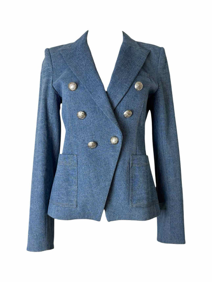 Veronica Beard Size 6 Miller Denim Dickey Double Breasted Blazer
