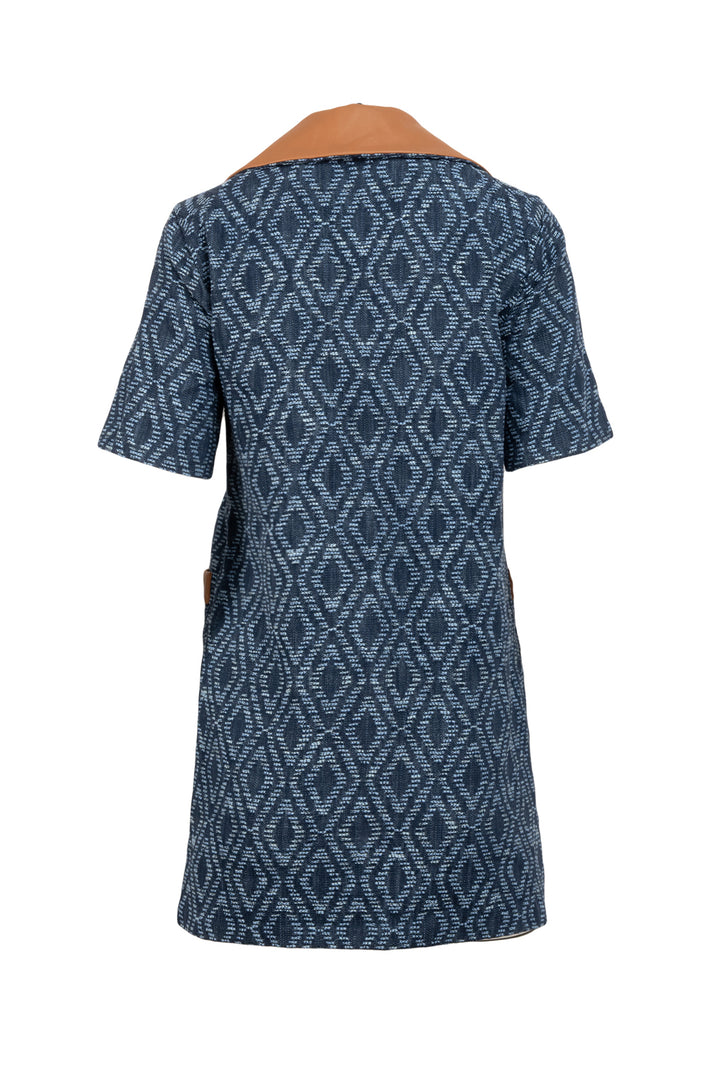 maje Size 34 Null Denim & Faux Leather Pattern Dress